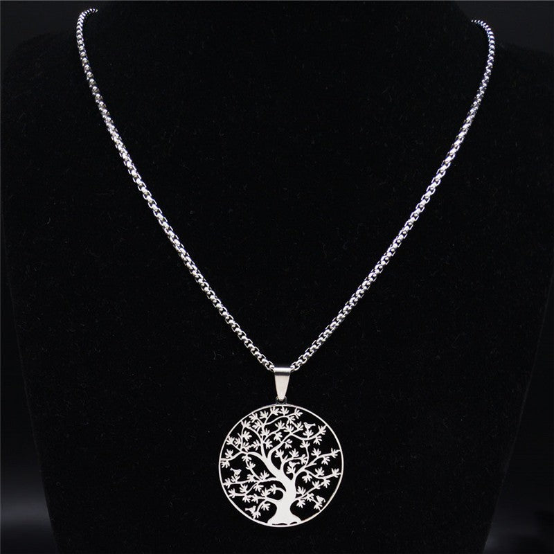 Collar Árbol de la Vida Zen de Acero Titanio – Fortaleza, Energía y Renacimiento Interior