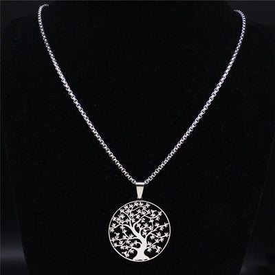Collar Árbol de la Vida Zen de Acero Titanio – Fortaleza, Energía y Renacimiento Interior