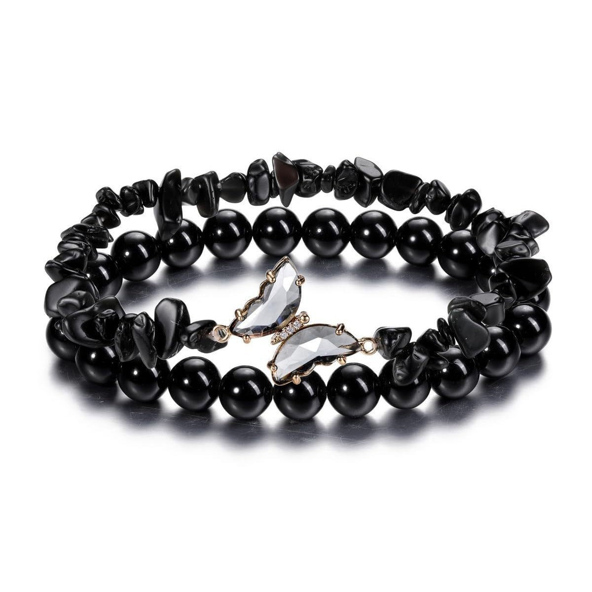 Pulsera de Transformación y Energía con Mariposa y Piedras Naturales