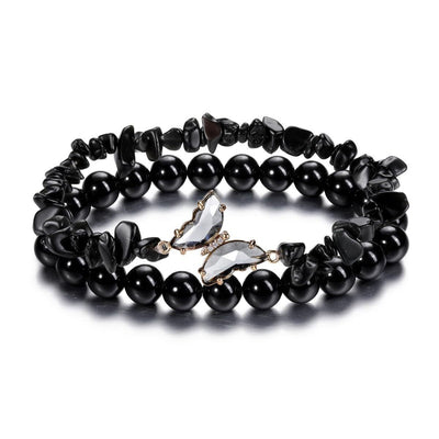 Pulsera de Transformación y Energía con Mariposa y Piedras Naturales