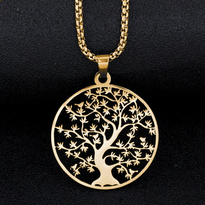 Collar Árbol de la Vida Zen de Acero Titanio – Fortaleza, Energía y Renacimiento Interior