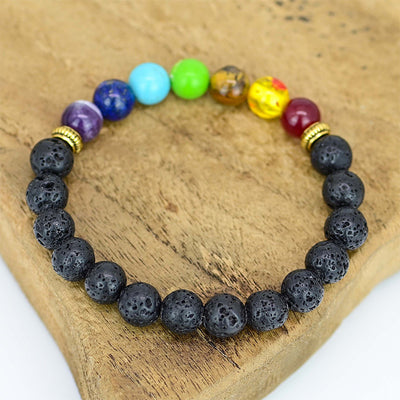 Pulsera de Piedra Volcánica y 7 Chakras – Armonía y energía vital