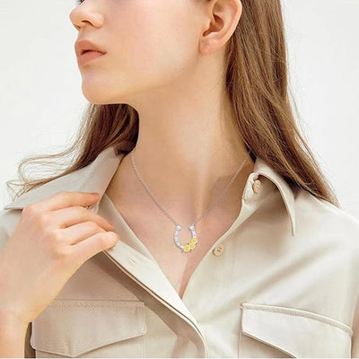 Collar herradura y girasol en plata 925, símbolo de suerte y energía positiva