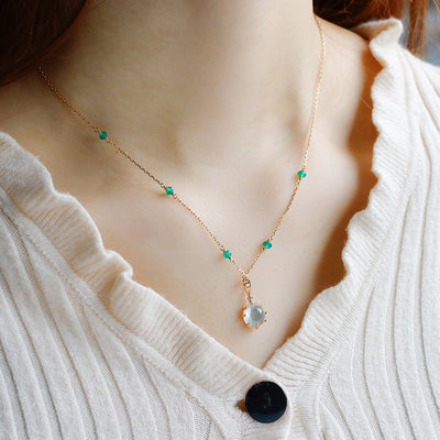 Collar de Plata 925 con Cuentas de Calcedonia y Cuarzo Verde: Armonía y Elegancia Natural