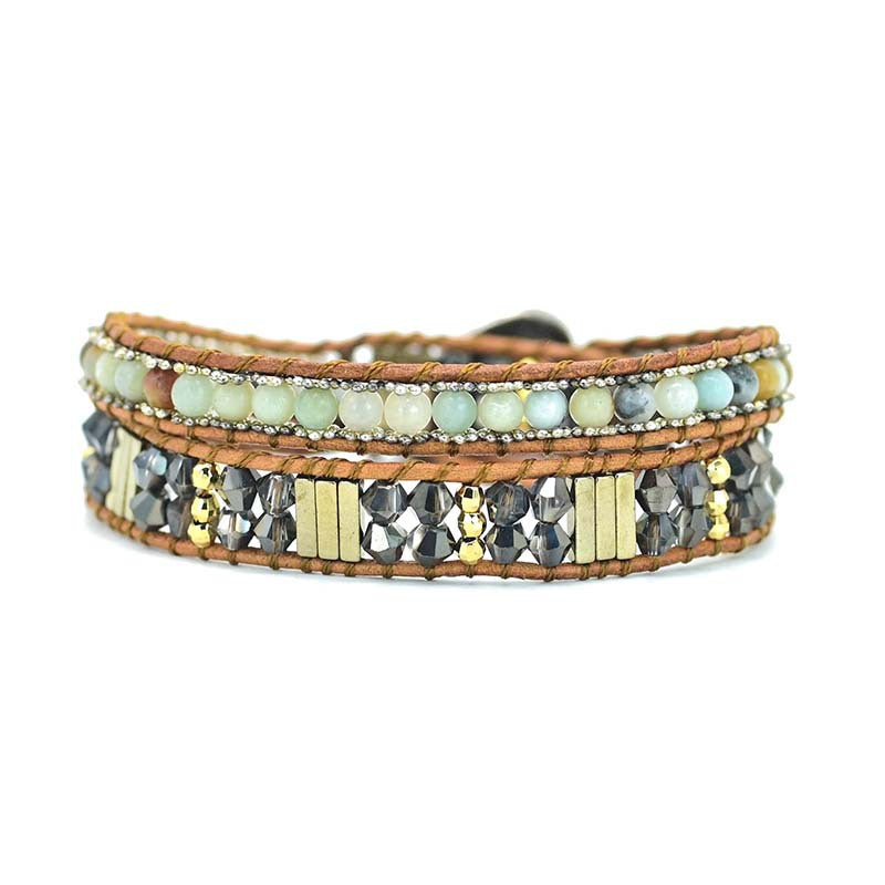 Pulsera de dos capas con hematita y colgante del árbol de la vida, protección y crecimiento consciente