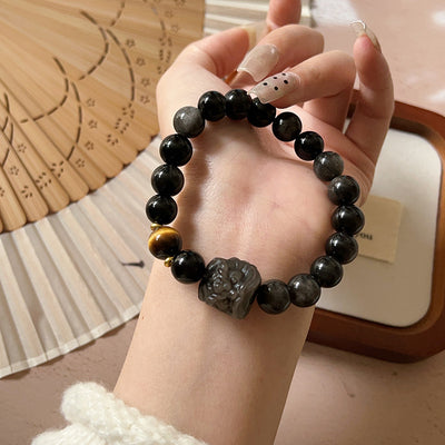 León Despierto: Pulsera de Obsidiana Nevada – Protege y Despierta tu Energía Interior