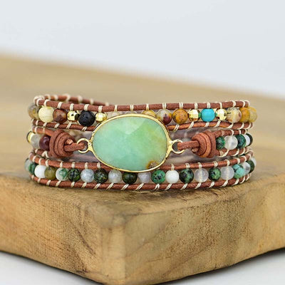 Pulsera de tres capas con jade australiano, serenidad natural y energía de abundancia