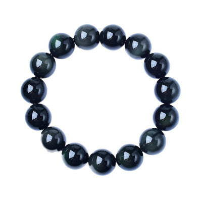 Armonía y protección: Pulsera de obsidiana arcoíris y ojos de colores