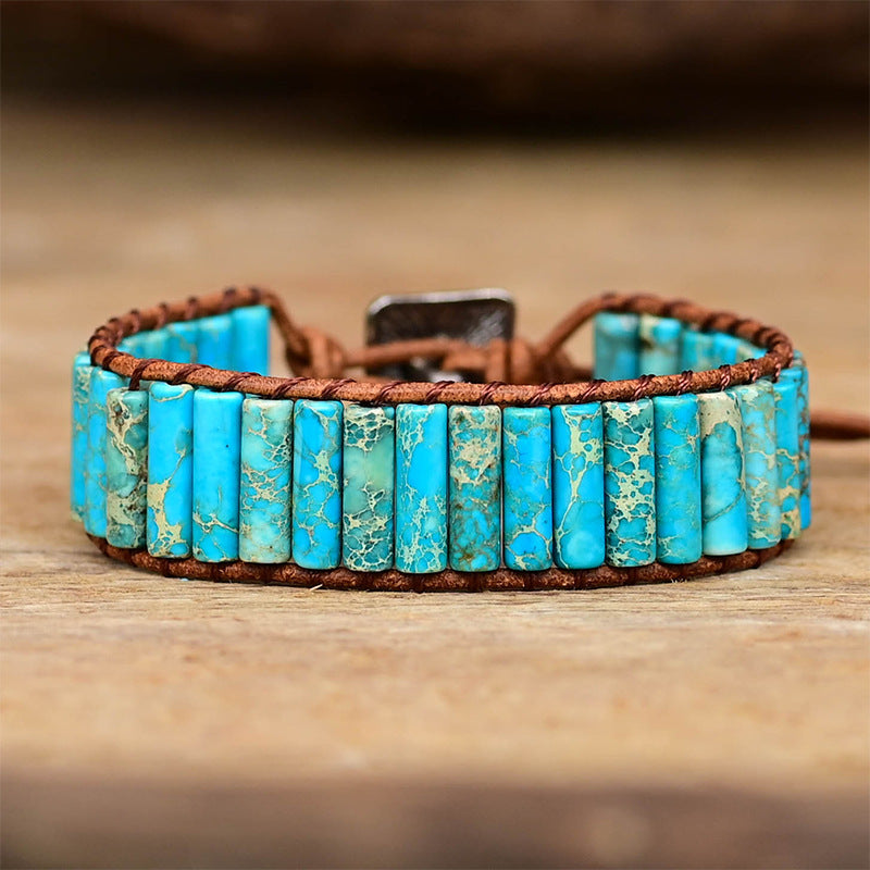 Pulsera cilíndrica de turquesa – Protección y serenidad en tu muñeca