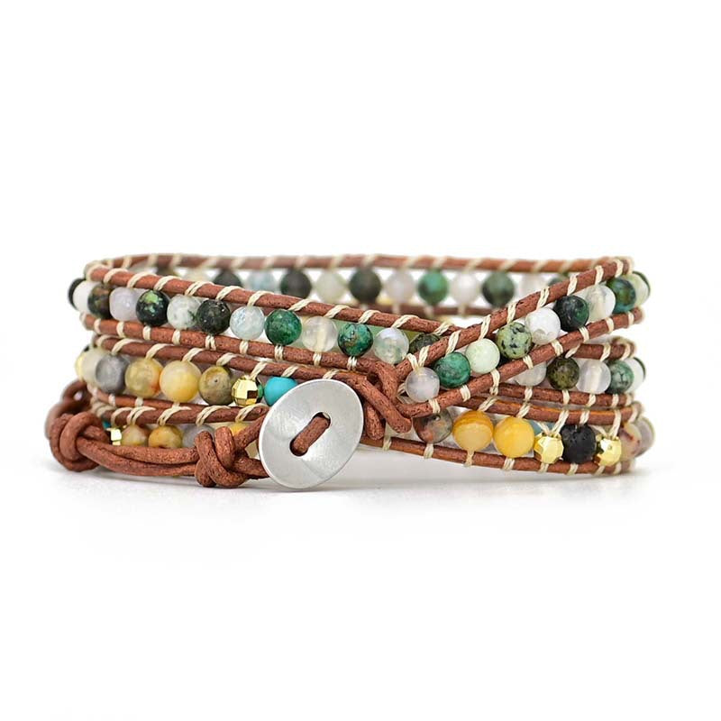 Pulsera de tres capas con jade australiano, serenidad natural y energía de abundancia