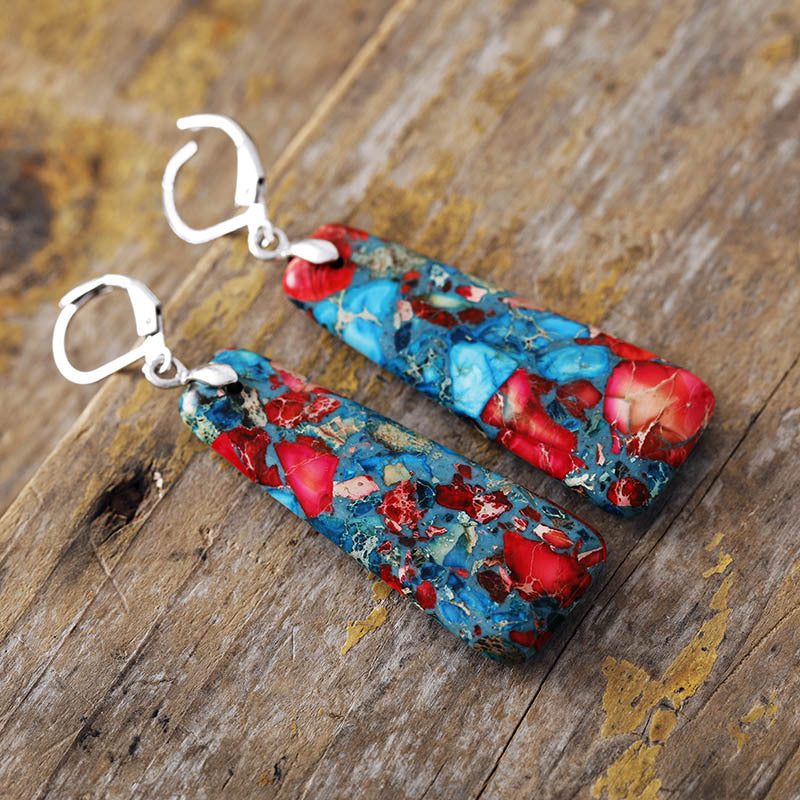 Transforma tu Energía con Pendientes de Jaspe Imperial Rojo y Azul