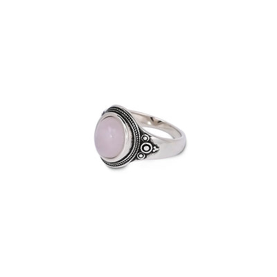 Anillo de cuarzo rosa en plata 925, amor propio y serenidad en estado puro