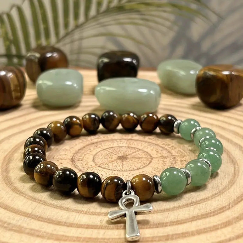 Pulsera Energética de Equilibrio y Prosperidad: Ojo de Tigre y Aventurina Verde