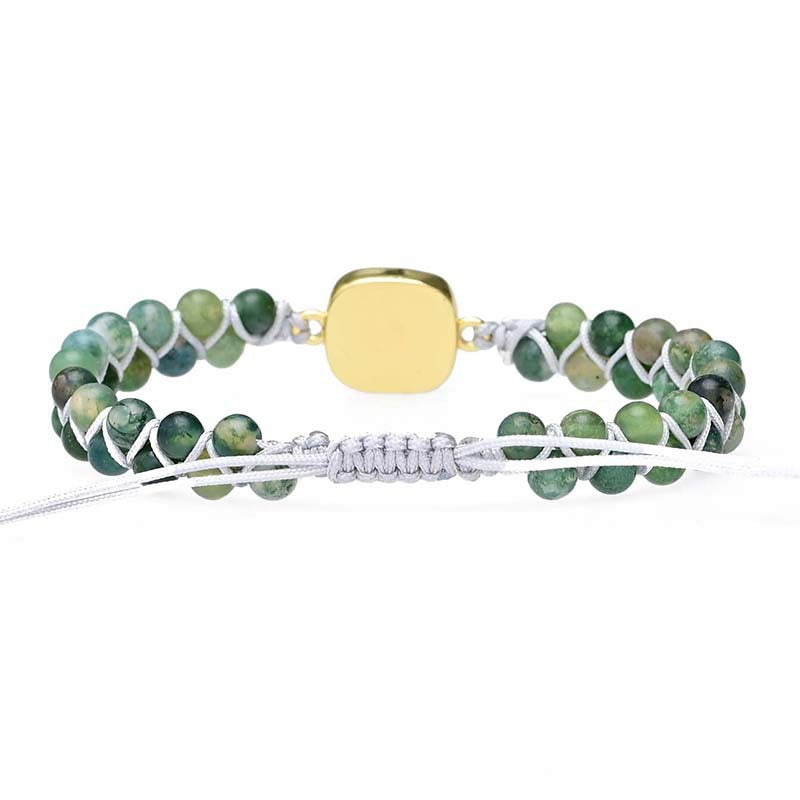 Pulsera de Cuentas Verdes con Centro Iridiscente