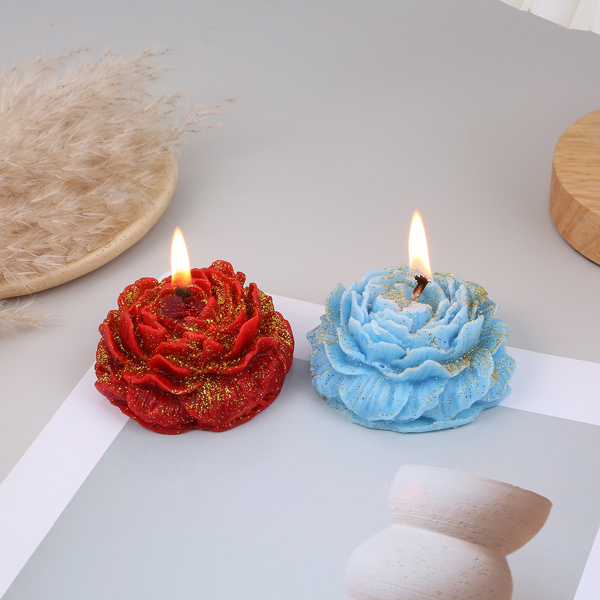 Vela de Aromaterapia con Flor de Peonía Rosa – Calma, Belleza y Energía Amorosa