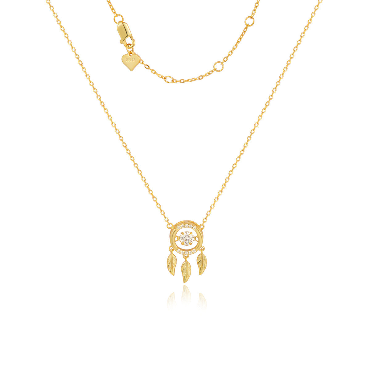 Collar atrapasueños en plata 925 bañada en oro de 14k, talismán brillante de protección y belleza espiritual