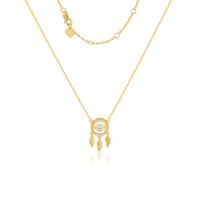 Collar atrapasueños en plata 925 bañada en oro de 14k, talismán brillante de protección y belleza espiritual