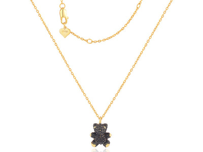 Collar de oso brillante en plata 925 bañado en oro de 14 quilates