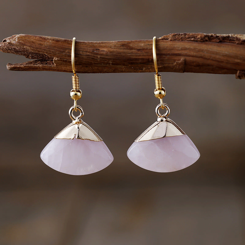 Pendientes abanico de cuarzo rosa y amazonita: amor propio y calma