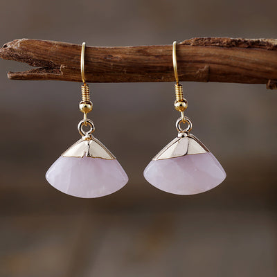 Pendientes abanico de cuarzo rosa y amazonita: amor propio y calma