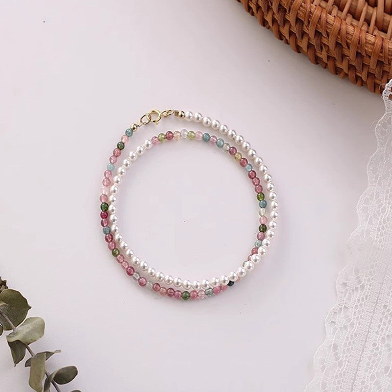 Pulsera de turmalina natural y perlas: elegancia que equilibra tu energía