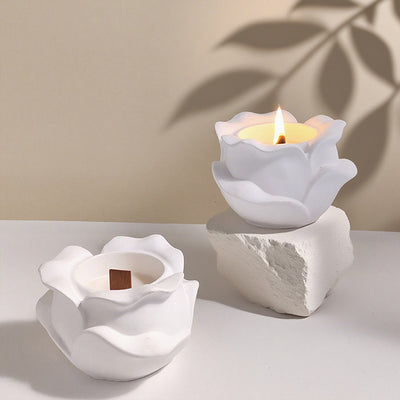 Vela de Aromaterapia de Yeso con Forma de Rosa – Belleza, Pureza y Energía Amorosa