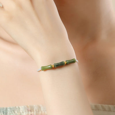 Pulsera de Elevación Espiritual con Jade Oliva y Plata Esterlina S925