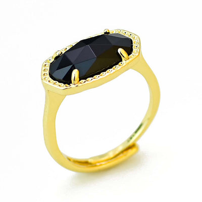 Anillo largo de obsidiana en cobre, protección energética y fuerza con carácter