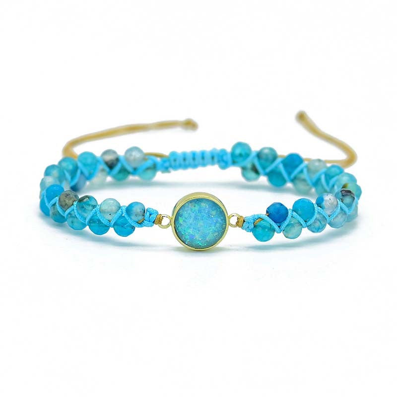 Pulsera Trenzada con Ópalo Azul Redondo