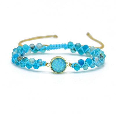 Pulsera Trenzada con Ópalo Azul Redondo