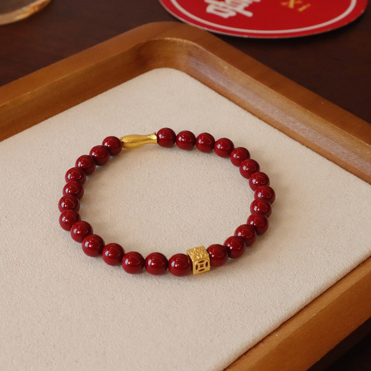 Pulsera de energía vital con cinabrio y jadeíta: protección y armonía