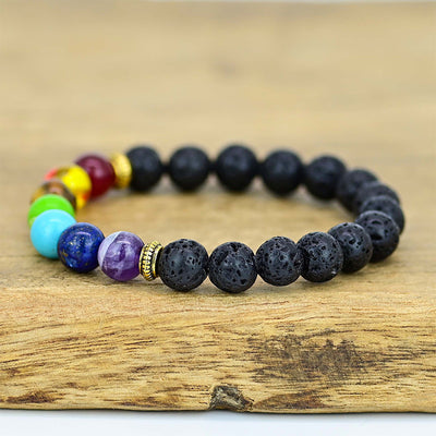 Pulsera de Piedra Volcánica y 7 Chakras – Armonía y energía vital