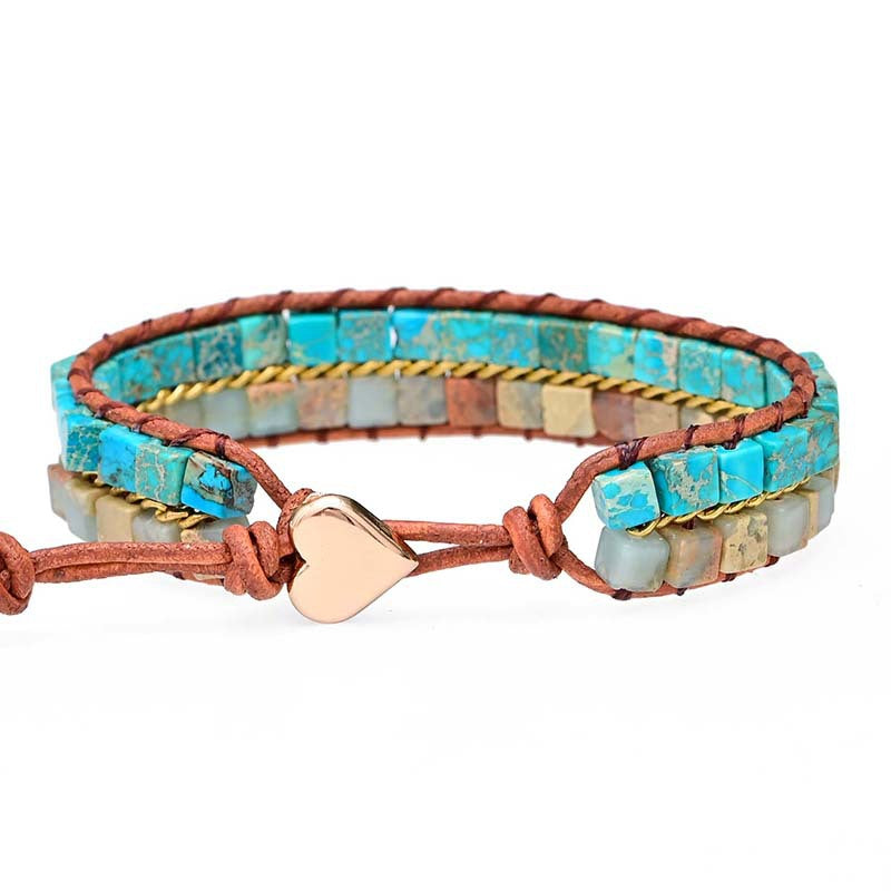 Pulsera de piedra Shoushan y turquesa, armonía entre tierra y cielo