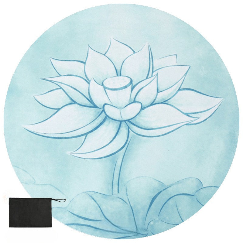 Esterilla Redonda de Meditación Plegable con Bolsa – Flor de Loto Azul