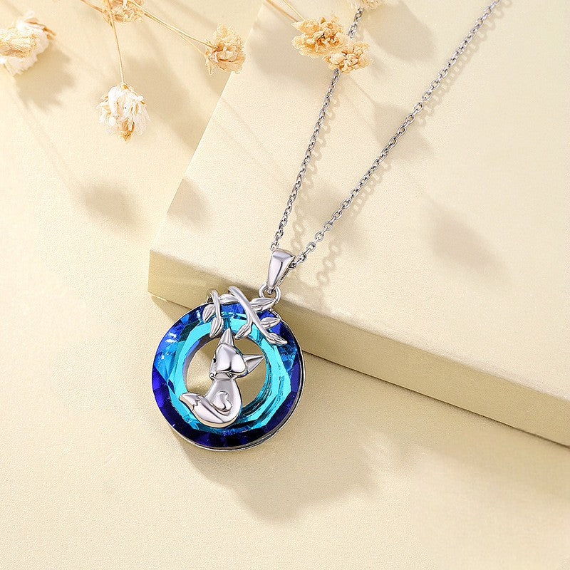Collar árbol de la vida y zorro de cristal en plata 925, símbolo de sabiduría y conexión interior