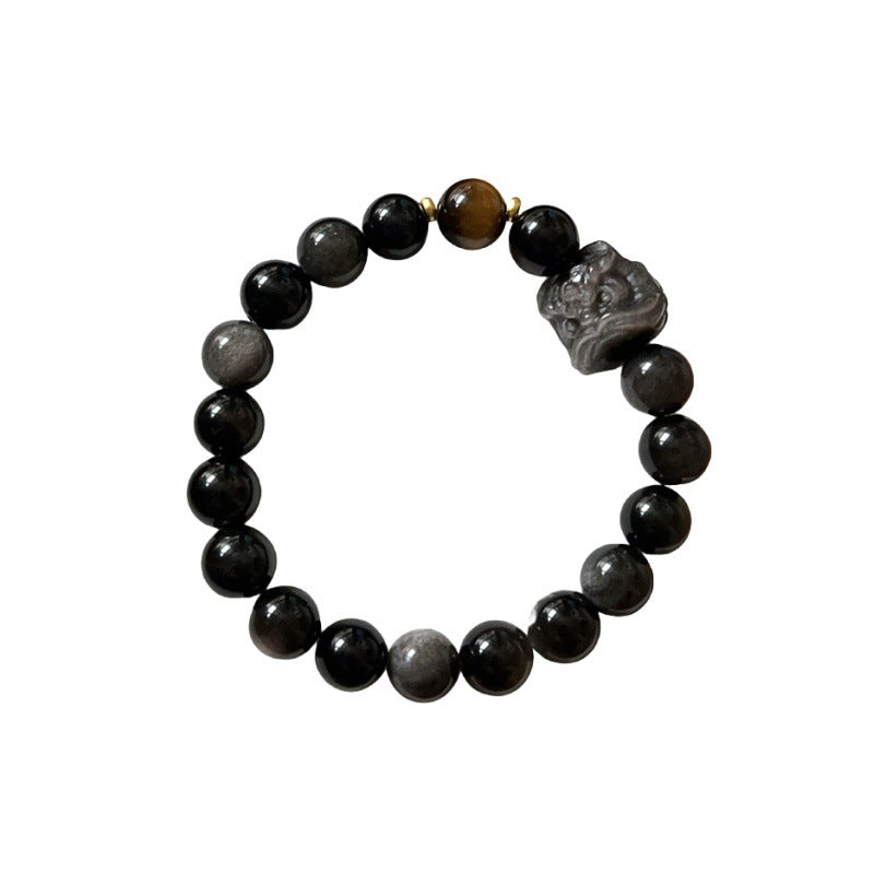 León Despierto: Pulsera de Obsidiana Nevada – Protege y Despierta tu Energía Interior