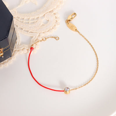 Pulsera de Protección y Energía con Cuerda Roja y Diamantes