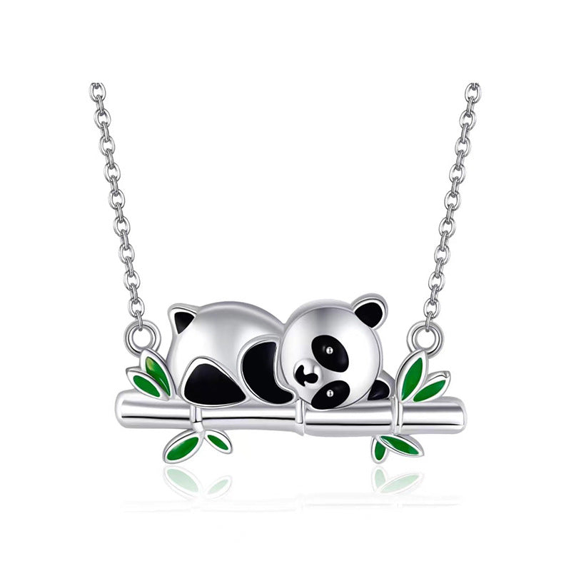 Collar panda en plata 925, diseño delicado de inspiración china