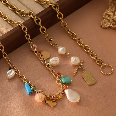 Collar de Energía y Estilo: Armonía con perlas y minerales naturales