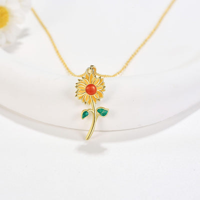 Collar girasol en plata 925, símbolo de alegría y luz interior