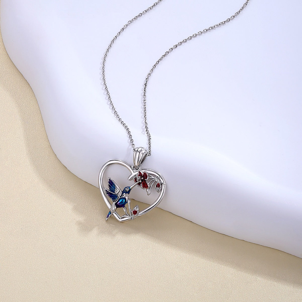 Collar colibrí, flor y amor en plata 925, símbolo de libertad, dulzura y conexión emocional