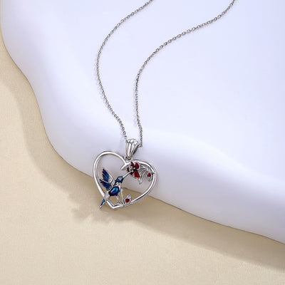 Collar colibrí, flor y amor en plata 925, símbolo de libertad, dulzura y conexión emocional