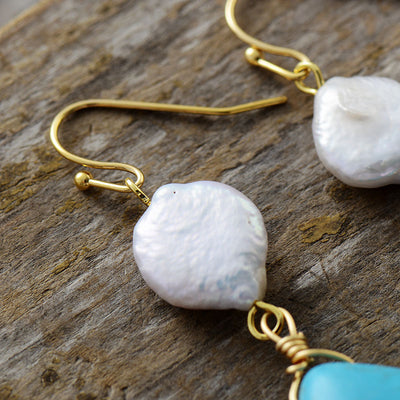 Luz y Paz Interior: Pendientes de Turquesa y Perla para tu Bienestar