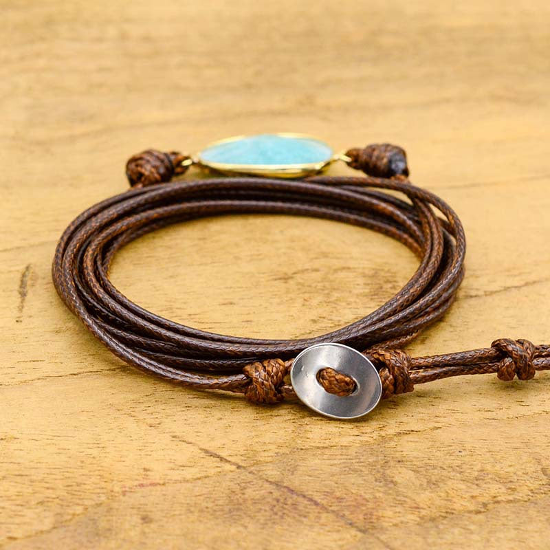 Pulsera de Amazonita Multicapa Tejida a Mano