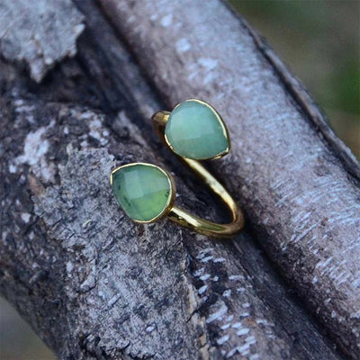 Anillo ajustable de jade verde natural, armonía flexible y energía positiva