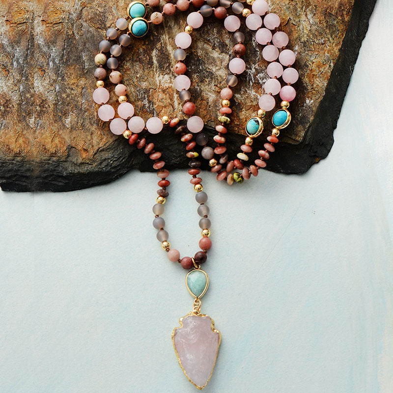 Protección y Claridad: Collar Flecha de Cristal de Piedra Natural