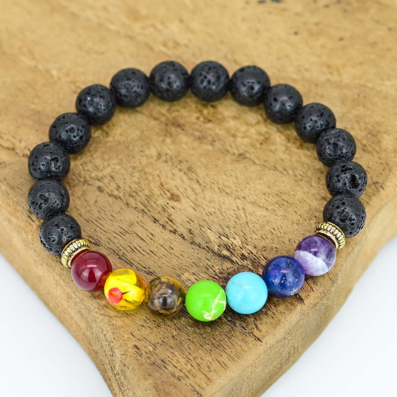 Pulsera de Piedra Volcánica y 7 Chakras – Armonía y energía vital