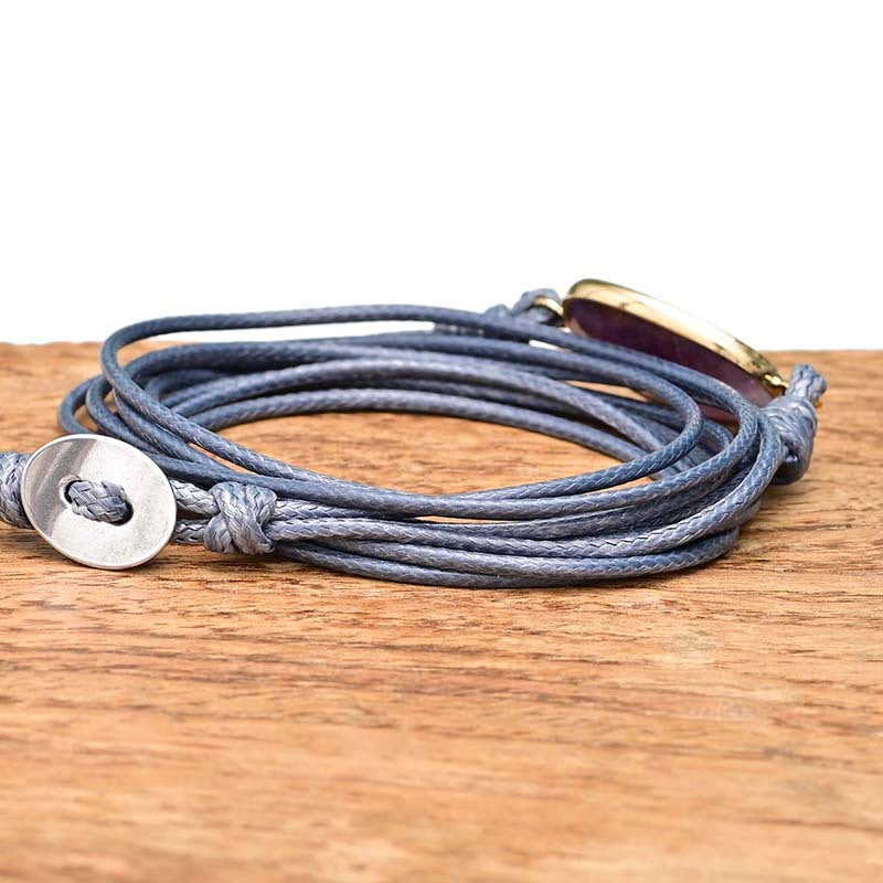 Pulsera de Amatista con Cuerda de Cera Encerada