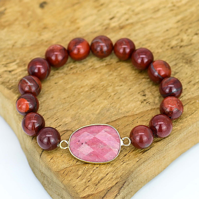 Pulsera de Jaspe Rojo con Vetas de Madera – Fuerza y Conexión a la Tierra