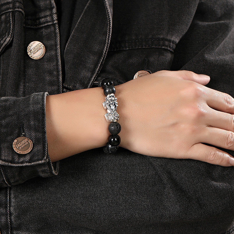 Pulsera Abundancia Sagrada de Obsidiana Nevada – Armoniza Tu Energía y Atrae Riqueza